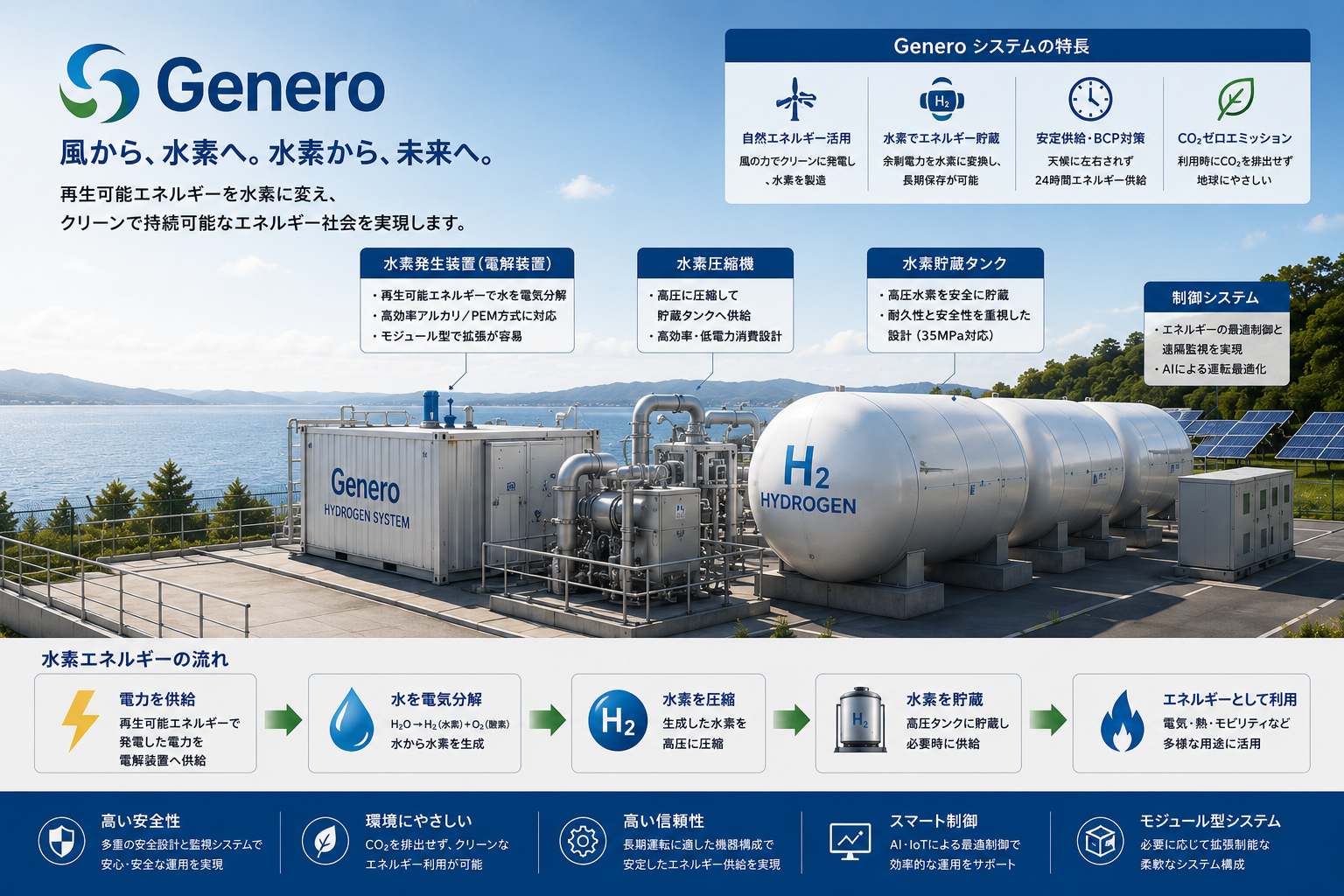 Genero 水素発生・貯蔵・発電モジュール コンセプトポスター
